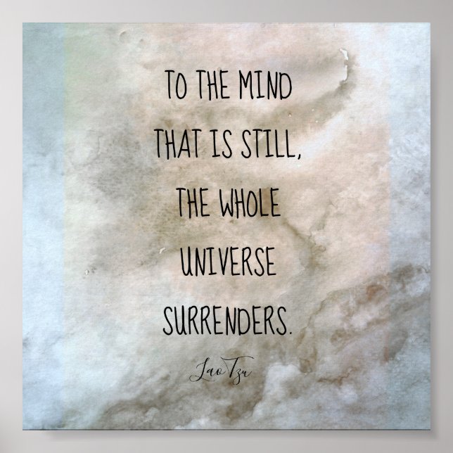 inspirationstecken Lao Tzu text vattencolor grått Poster (Framsidan)