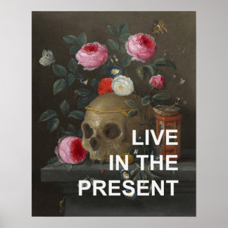 Inspirationstext + Memento Mori Painting Poster