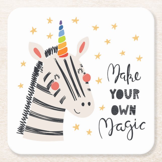 InspirationZebri-maj Underlägg Papper Kvadrat (Framsidan)