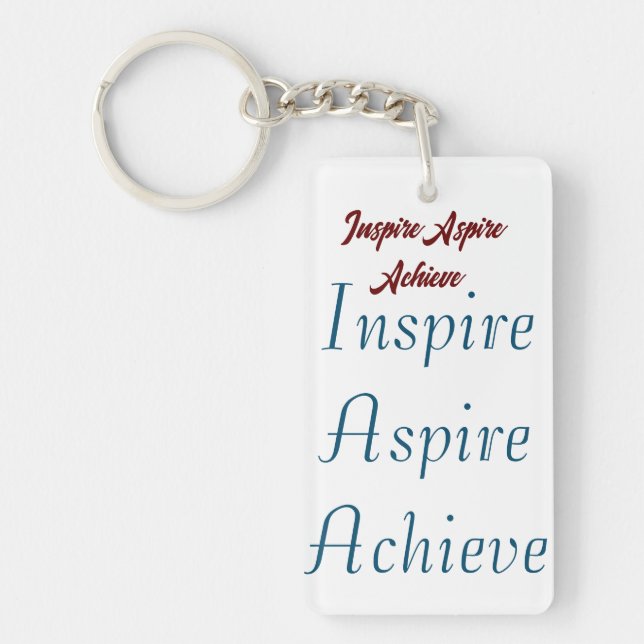 Inspire Aspire Achieve Rectangle Keychain Nyckelring (Framsidan)