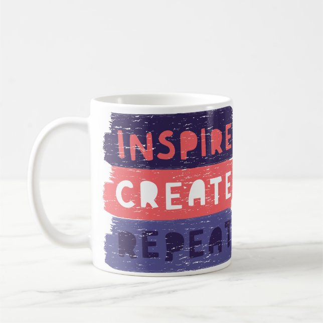 Inspire Create Repeat Mug – Motivational Artistic  Kaffemugg (Vänster)