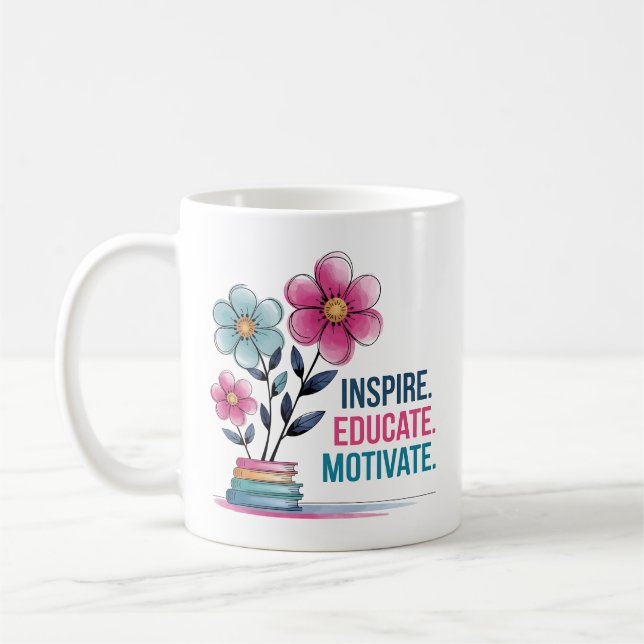 Inspire Educate Motivate Mugg | Teacher Coffee Kop (Vänster)