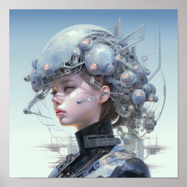 Inspire framtiden - Futuristiska Abstrakt Art Post Poster (Framsidan)