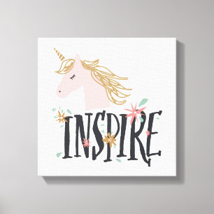 Inspire Guld Mane Unicorn Canvastryck