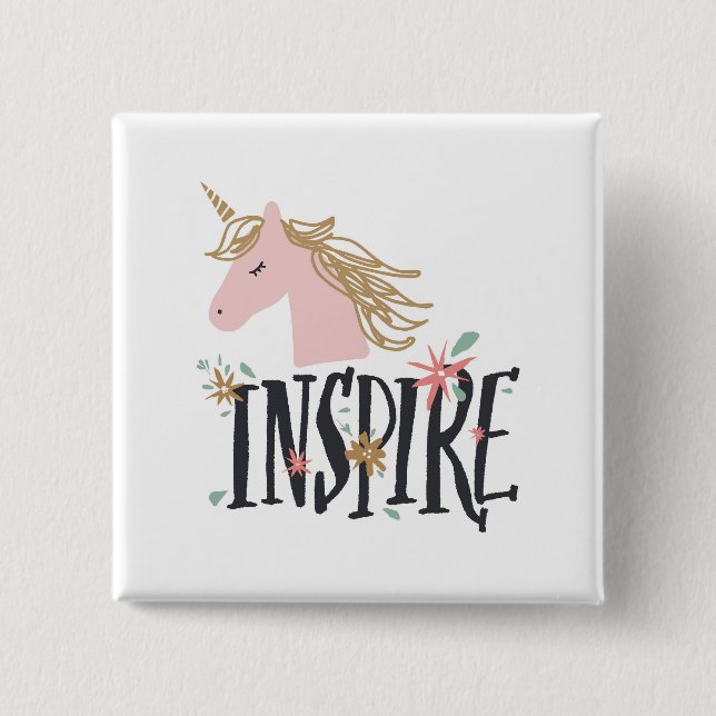 Inspire| Guld Mane Unicorn Knapp (Framsida)