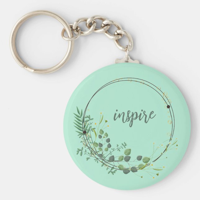Inspire med Blommigt Botaniskt Ram Nyckelring (Framsidan)