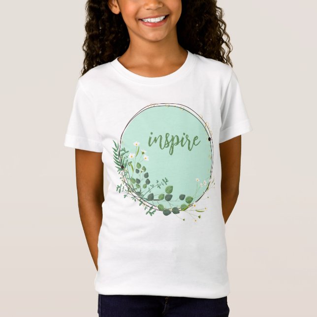 Inspire med Blommigt Botaniskt Ram T Shirt (Framsida)