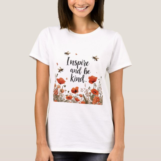 Inspire och Be Vintage Wildblomma Tee (Framsida)