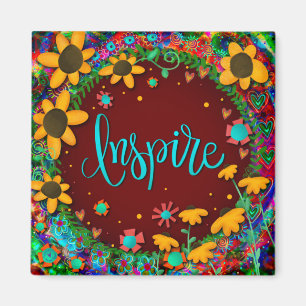 Inspire Söt Colorful Roligt Flowers Inspirief Magnet