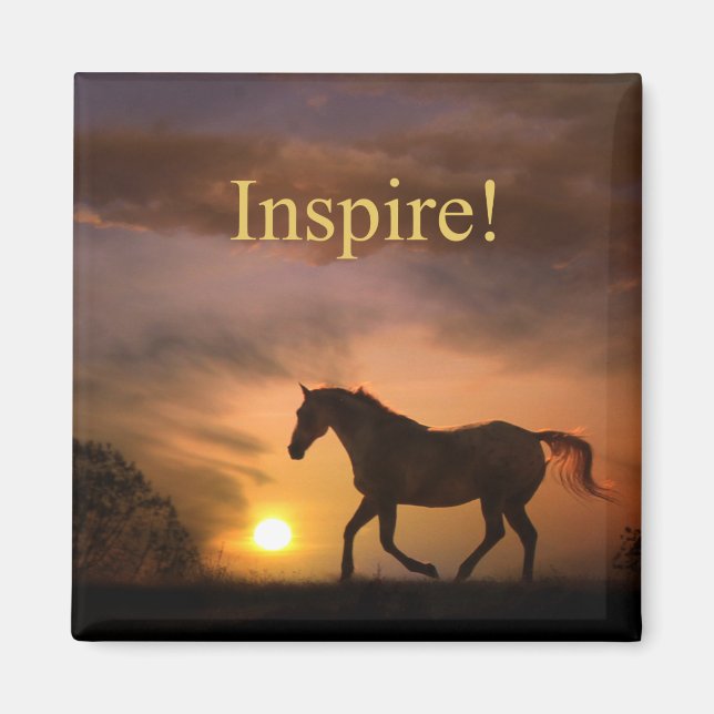 Inspire Söt Horse and Sunset Magnet (Framsidan)
