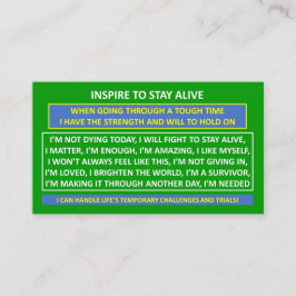 INSPIRE to STY ALIVE SUICIDE PREVENTION CARD 2 Visitkort