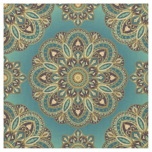 Inspired Abstrakt Mandala Fabric - grönt Tyg (Närbild)