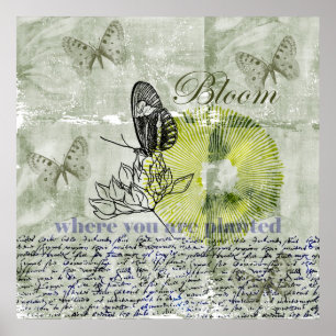 Inspired Butterfly Bloom Poster
