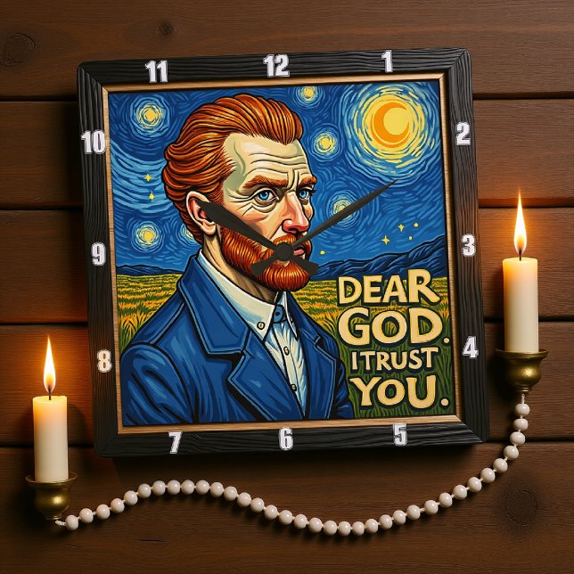 Inspired: Dear God I Trust You Fyrkantig Klocka (Skapare uppladdad)