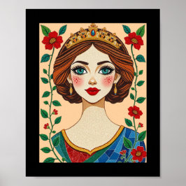 Inspired drottning med fastnat glas poster