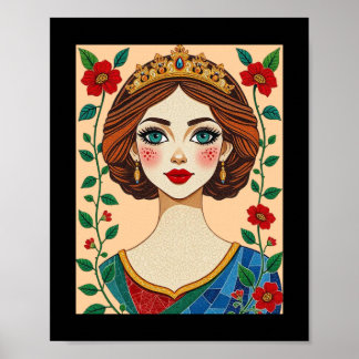 Inspired drottning med fastnat glas poster