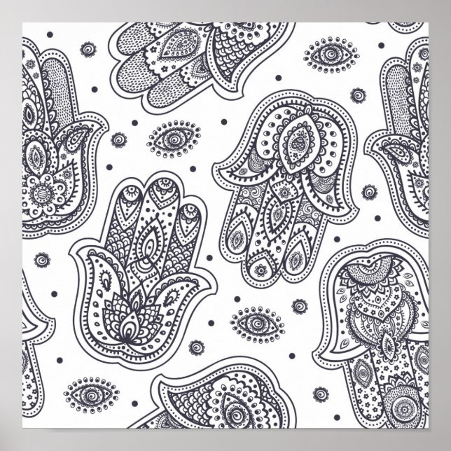 Inspired Hand plockade Hamsa 2 Poster (Framsidan)