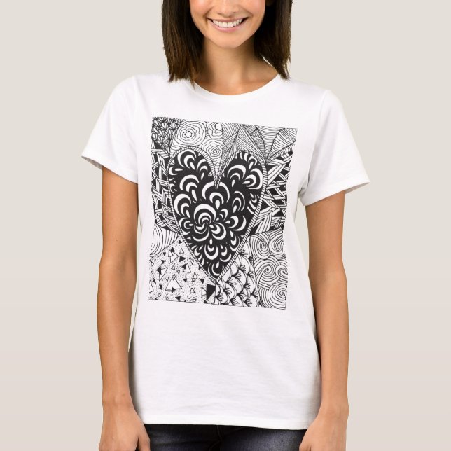 Inspired Heart Doodle Tee Shirt (Framsida)