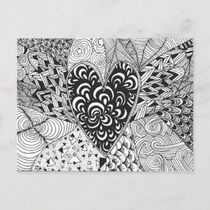 Inspired Heart Doodle Vykort