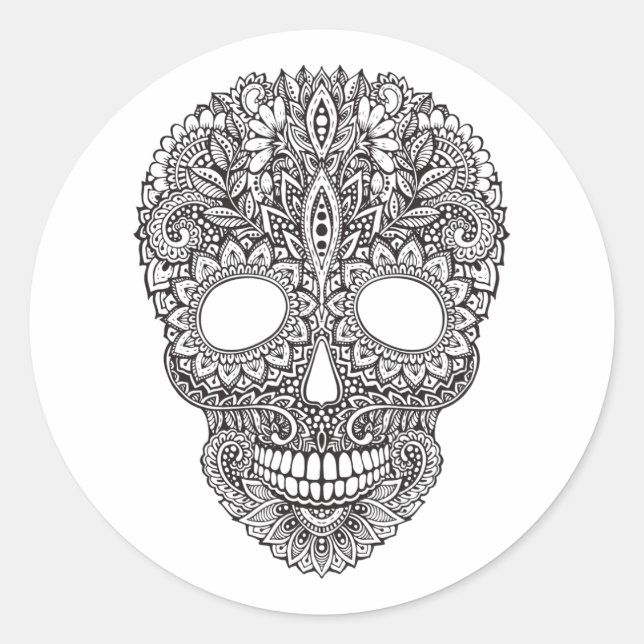 Inspired Human Skull Runt Klistermärke (Framsida)