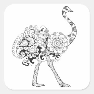 Inspired Ostrich Fyrkantigt Klistermärke