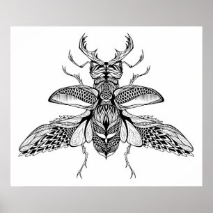 Inspired Psychedelic Stag-Beetle 2 Poster