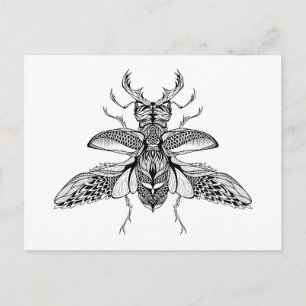 Inspired Psychedelic Stag-Beetle Vykort