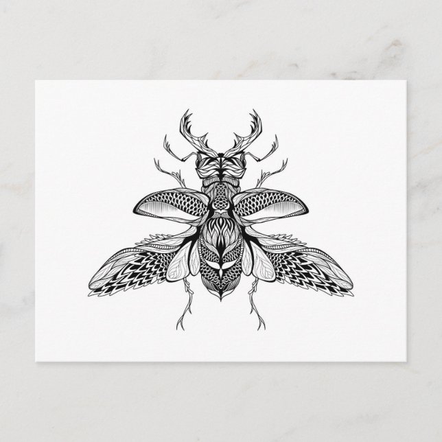 Inspired Psychedelic Stag-Beetle Vykort (Framsida)