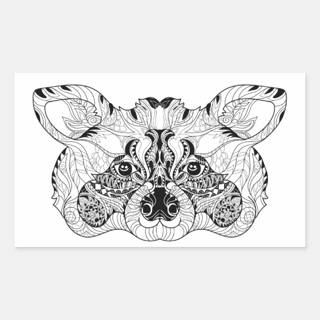 Inspired Raccoon Rektangulärt Klistermärke (Framsida)