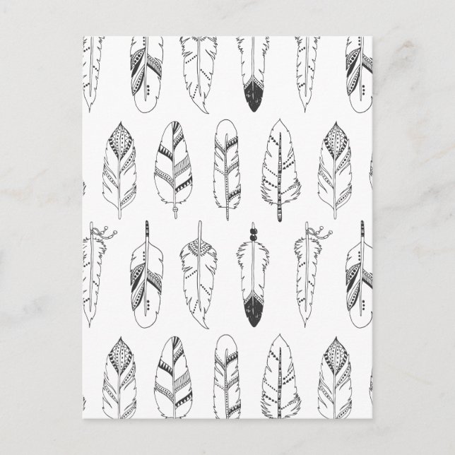 Inspired Retro Feather Mönster Vykort (Framsida)