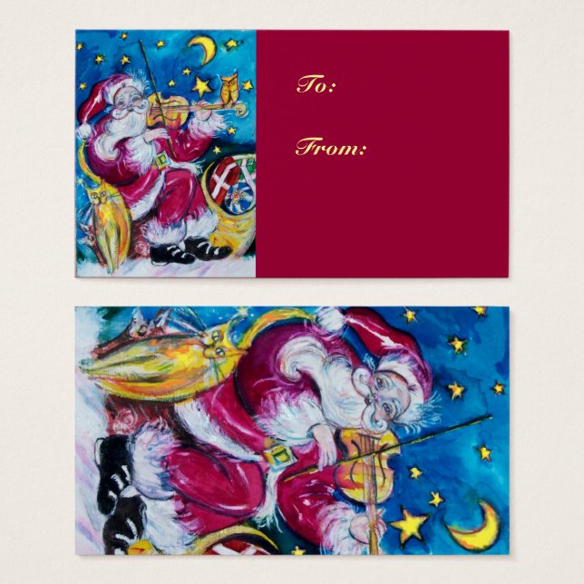 INSPIRED SANTA-julafton Red Blue Visitkort (Framsida & baksida)