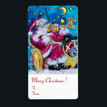 INSPIRED SANTA PLAYING VIOLIN jul Red White Fraktsedel<br><div class="desc">Musical,  whimsical and artistic water-color-tavla med vibrant red,  blue,  gult,  white färg av Bulgan Lumini (c).</div>