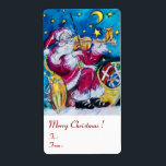 INSPIRED SANTA PLAYING VIOLIN jul Red White Fraktsedel<br><div class="desc">Musical,  whimsical and artistic water-color-tavla med vibrant red,  blue,  gult,  white färg av Bulgan Lumini (c).</div>