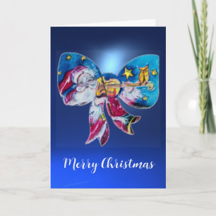 INSPIRED SANTA PLAYY VIOLIN CHRISTMAS BOW Blue Helgkort
