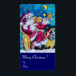 INSPIRED SANTA PLAYY VIOLIN Julnattblått Fraktsedel<br><div class="desc">Musical,  whimsical and artistic water-color-tavla med vibrant red,  blue,  gult,  white färg av Bulgan Lumini (c).</div>