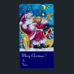 INSPIRED SANTA PLAYY VIOLIN Julnattblått Fraktsedel<br><div class="desc">Musical,  whimsical and artistic water-color-tavla med vibrant red,  blue,  gult,  white färg av Bulgan Lumini (c).</div>