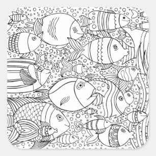 Inspired School of Fish Fyrkantigt Klistermärke