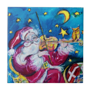 INSPIRED VIOLINIST SANTA-jul Kakelplatta