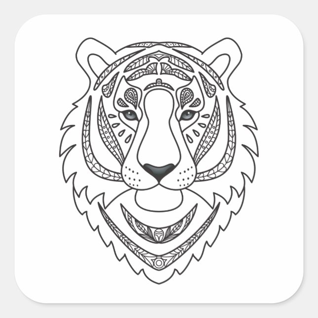 Inspired White Tiger Fyrkantigt Klistermärke (Framsida)