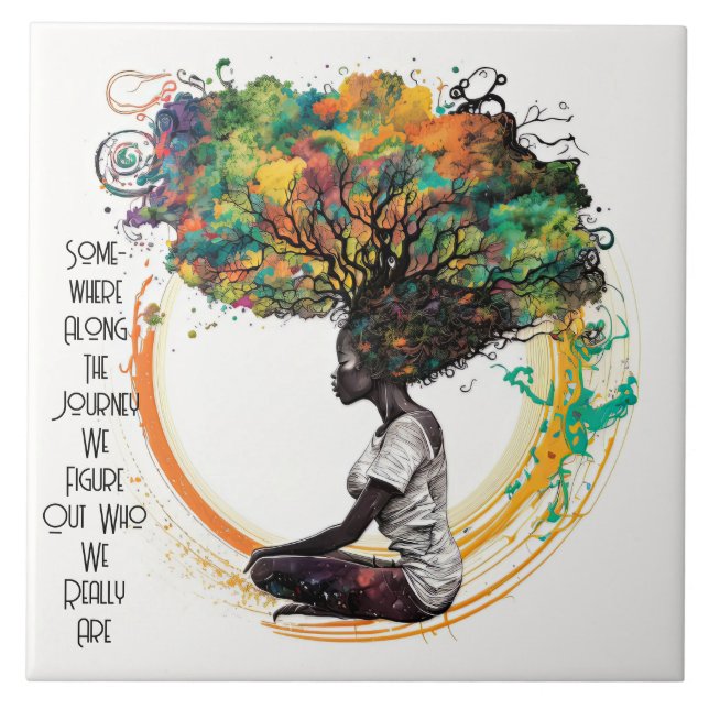 Inspired Woman Soul Journey Ceramic Tile Kakelplatta (Framsidan)