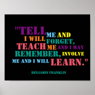 Inspirera Benjamin Franklin citationsteckenaffisch Poster