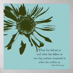 Inspirera blommigt för för vis mangrönt och blått poster