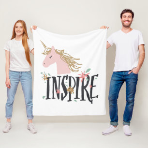 Inspirera den guld- Maneunicornen Fleecefilt