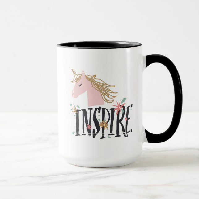 Inspirera | den guld- Maneunicornen Mugg (Höger)