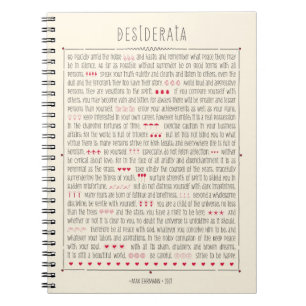 Inspirera dikt för Desiderata Anteckningsbok Med Spiral