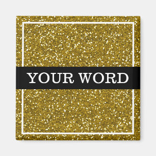 Inspirera ett ord för guld- glitter magnet