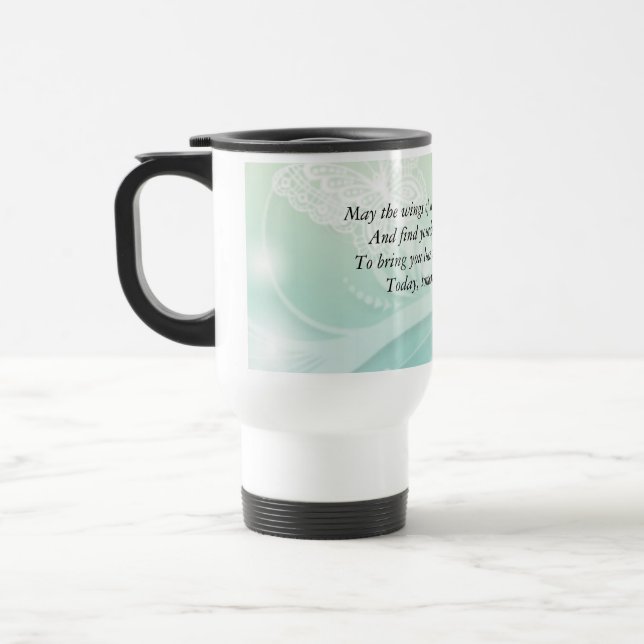 Inspirera fjärilsvälsignelsetravel mug resemugg (Vänster)