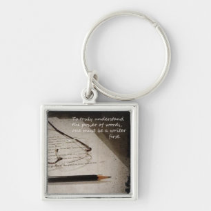 Inspirera författare Keychain Fyrkantig Silverfärgad Nyckelring