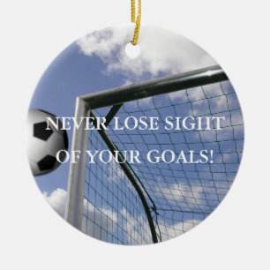Inspirera fotbollmålprydnad julgransprydnad keramik