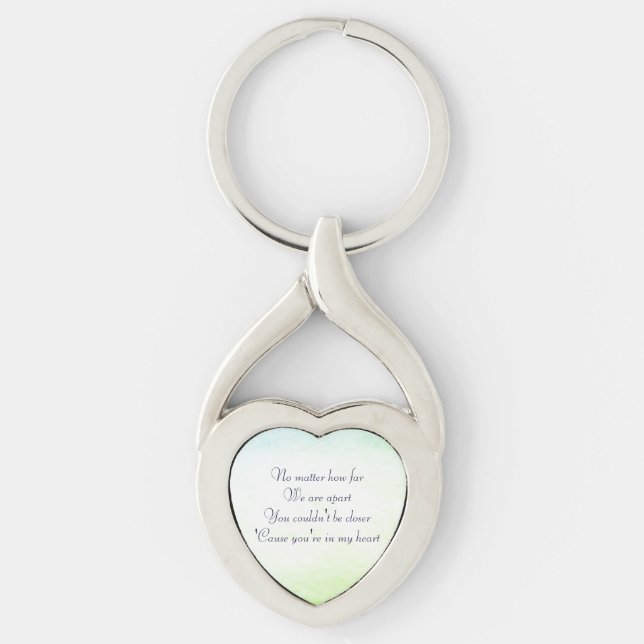 Inspirera Keychain - kärlek Twisted Heart Silverfärgad Nyckelring (Framsidan)